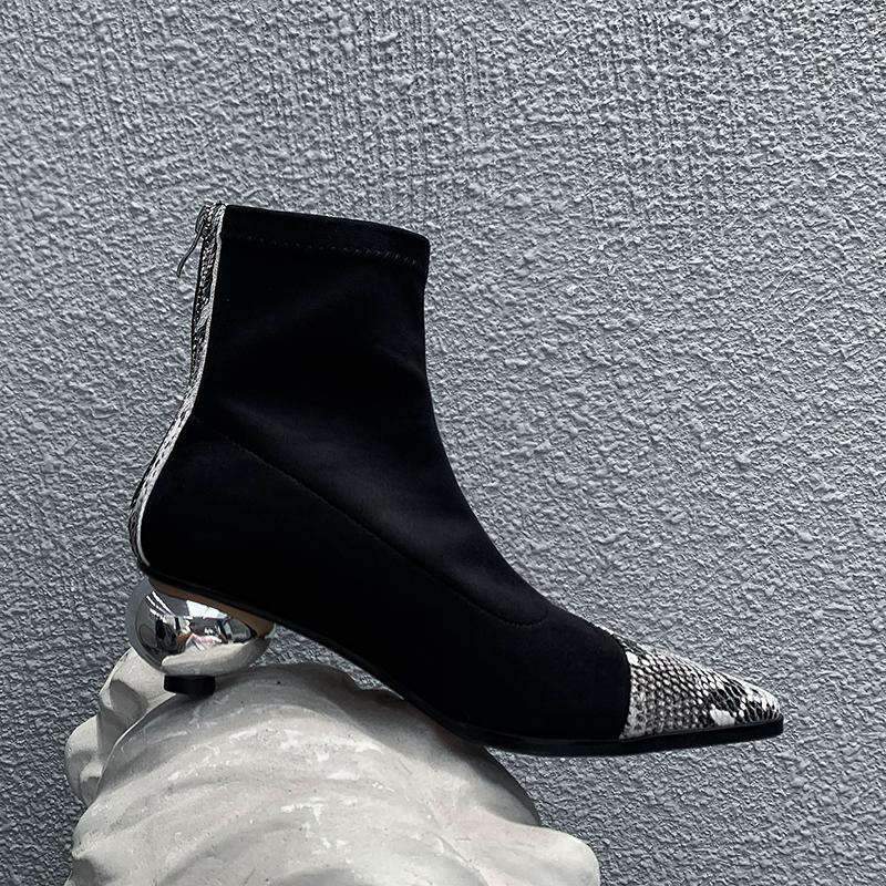 Bottines effet Serpent Noir femme