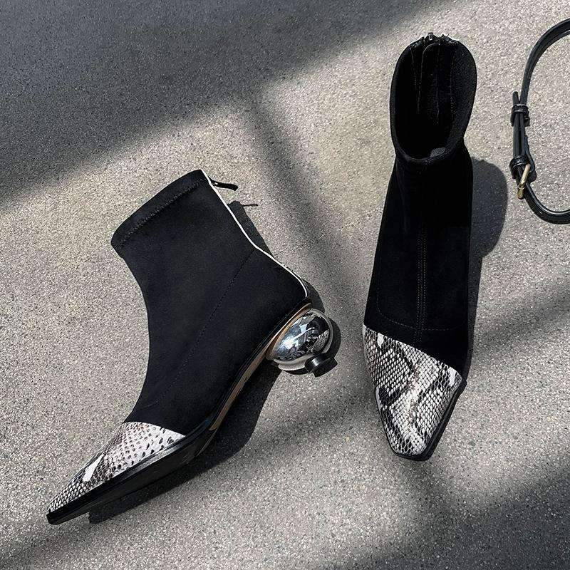Bottines Serpent Noir élégant