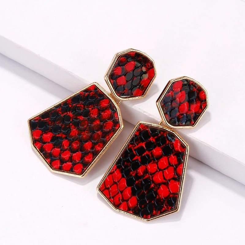 Boucles d'Oreilles Serpent Bohème Rouge