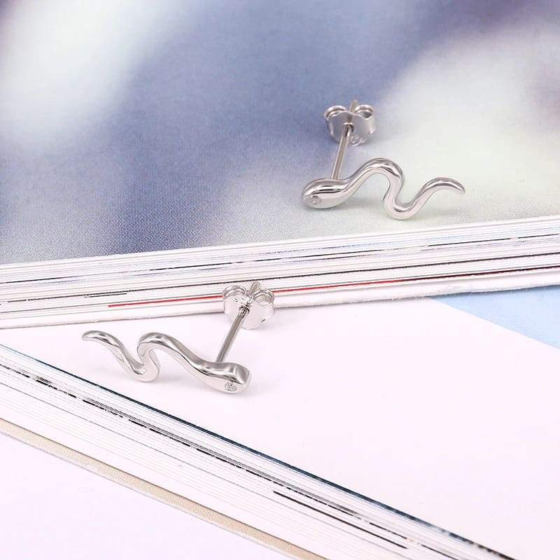 Boucles d'Oreilles Serpent Argenté