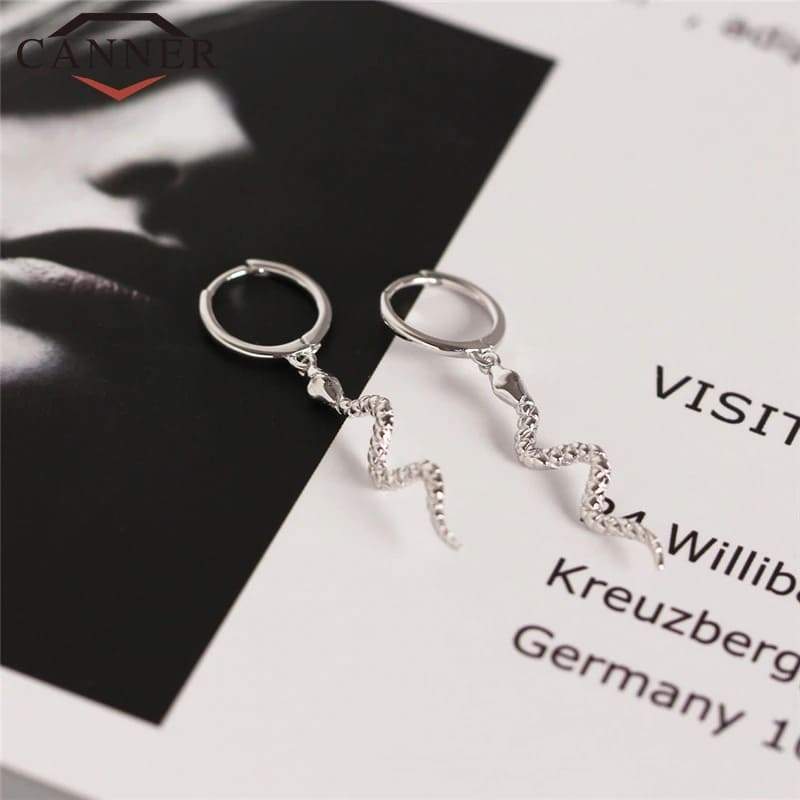 Boucles d'Oreilles Serpent Argenté femme