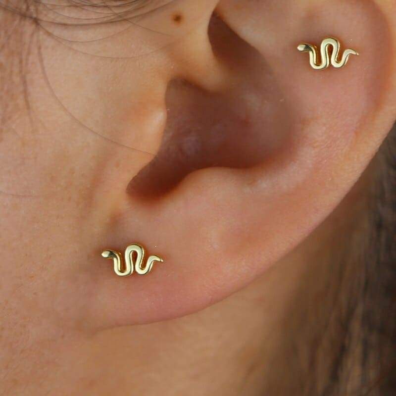 Boucles d'Oreilles Serpent Lobe or