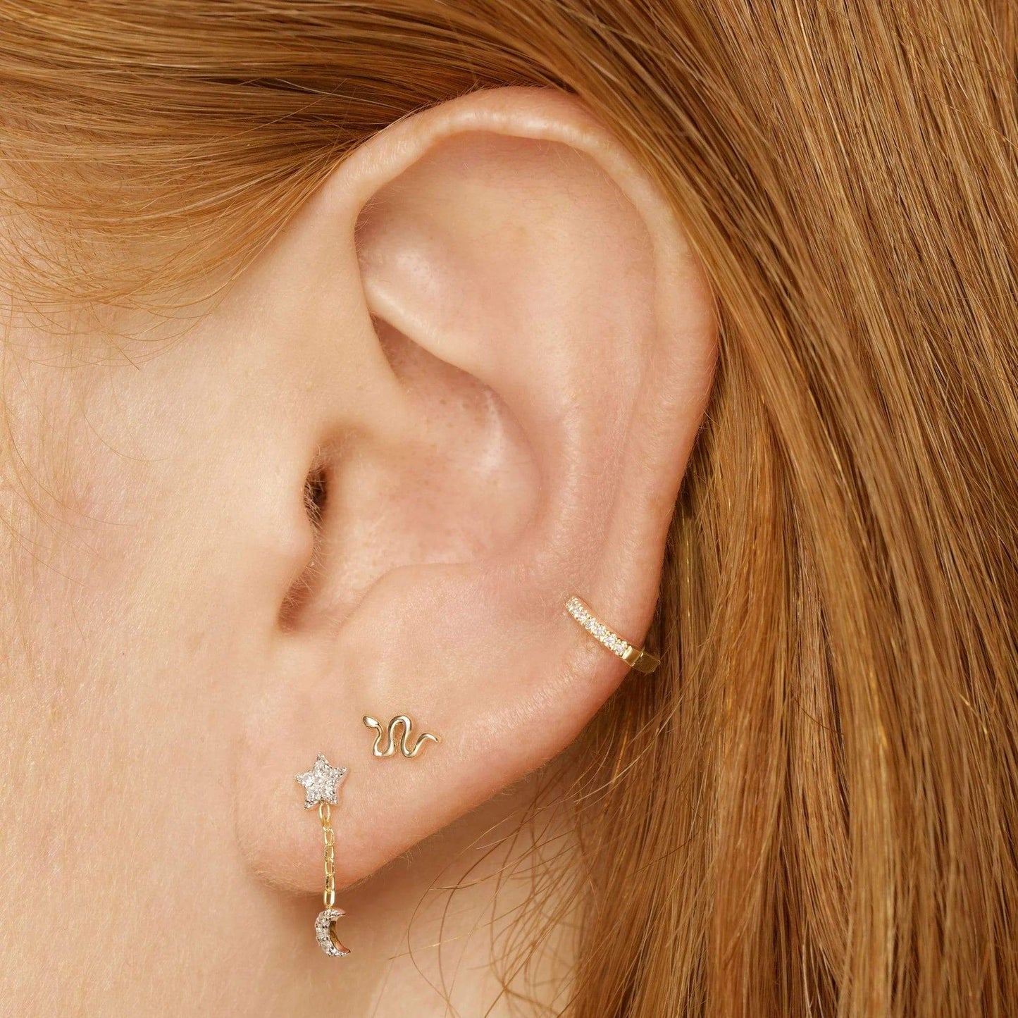 Boucles d'Oreilles Serpent Lobe doré