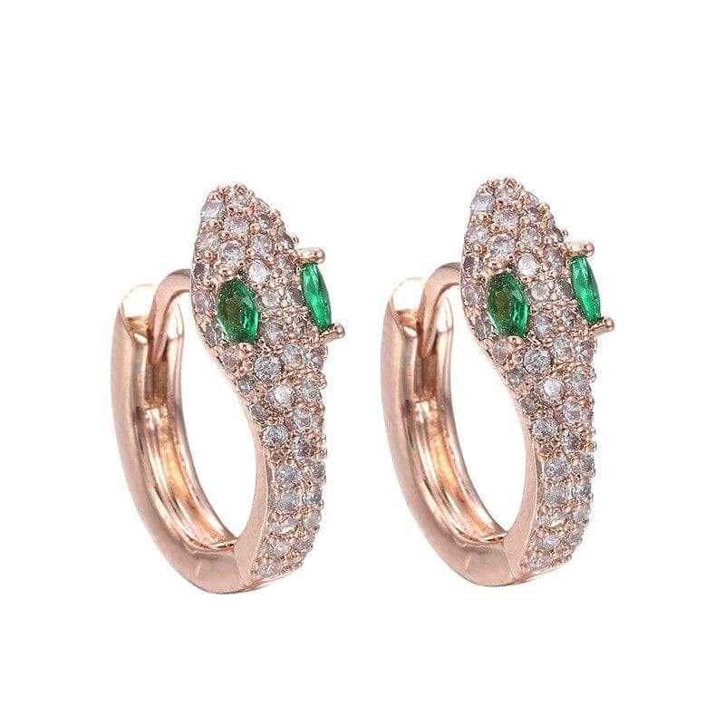 Boucles d'Oreilles Serpent Or Rose