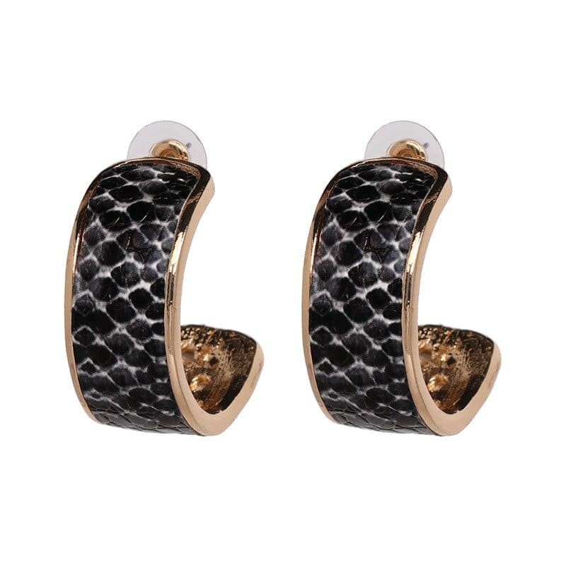 Boucles d'Oreilles Serpent Peau Noire