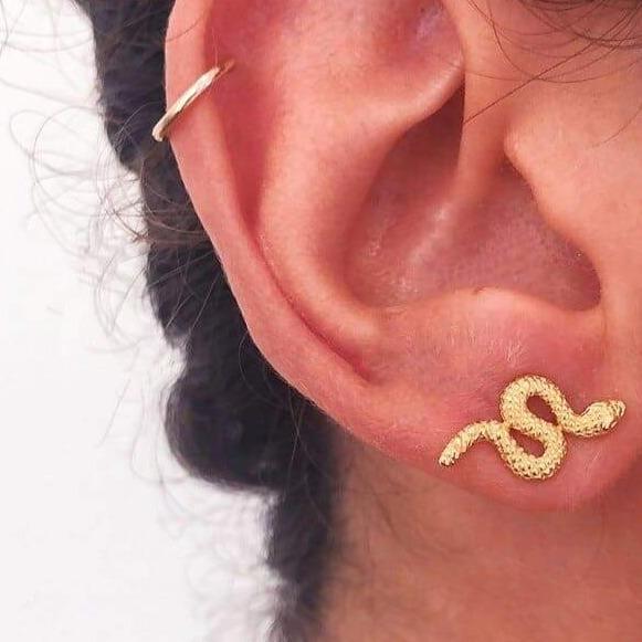 Boucles d'Oreilles Serpent Strass doré