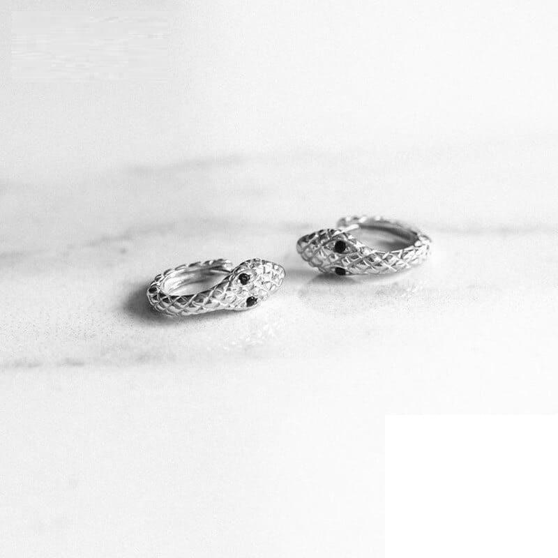 Boucles d'Oreilles Serpent Zirconium Noir