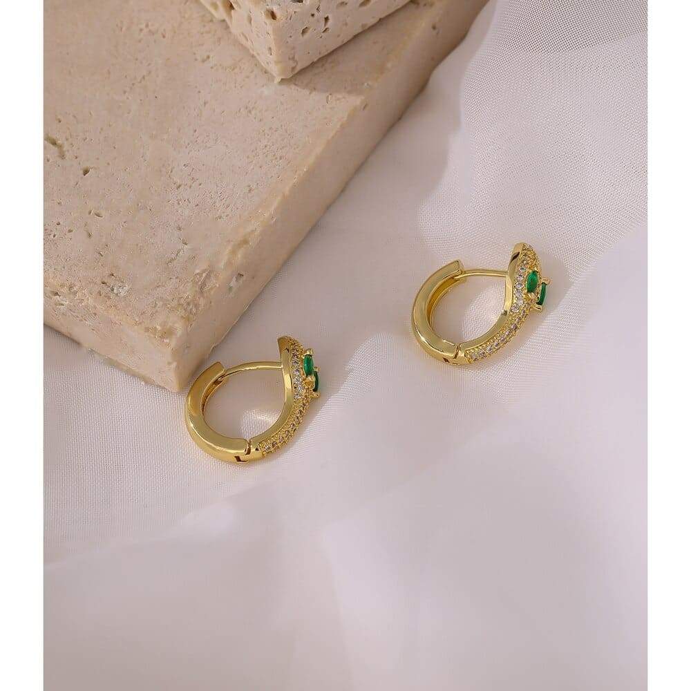 Boucles d'Oreilles Serpent Zirconium Or