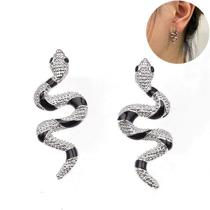 Boucles d'Oreilles Serpent Fantaisie Argent