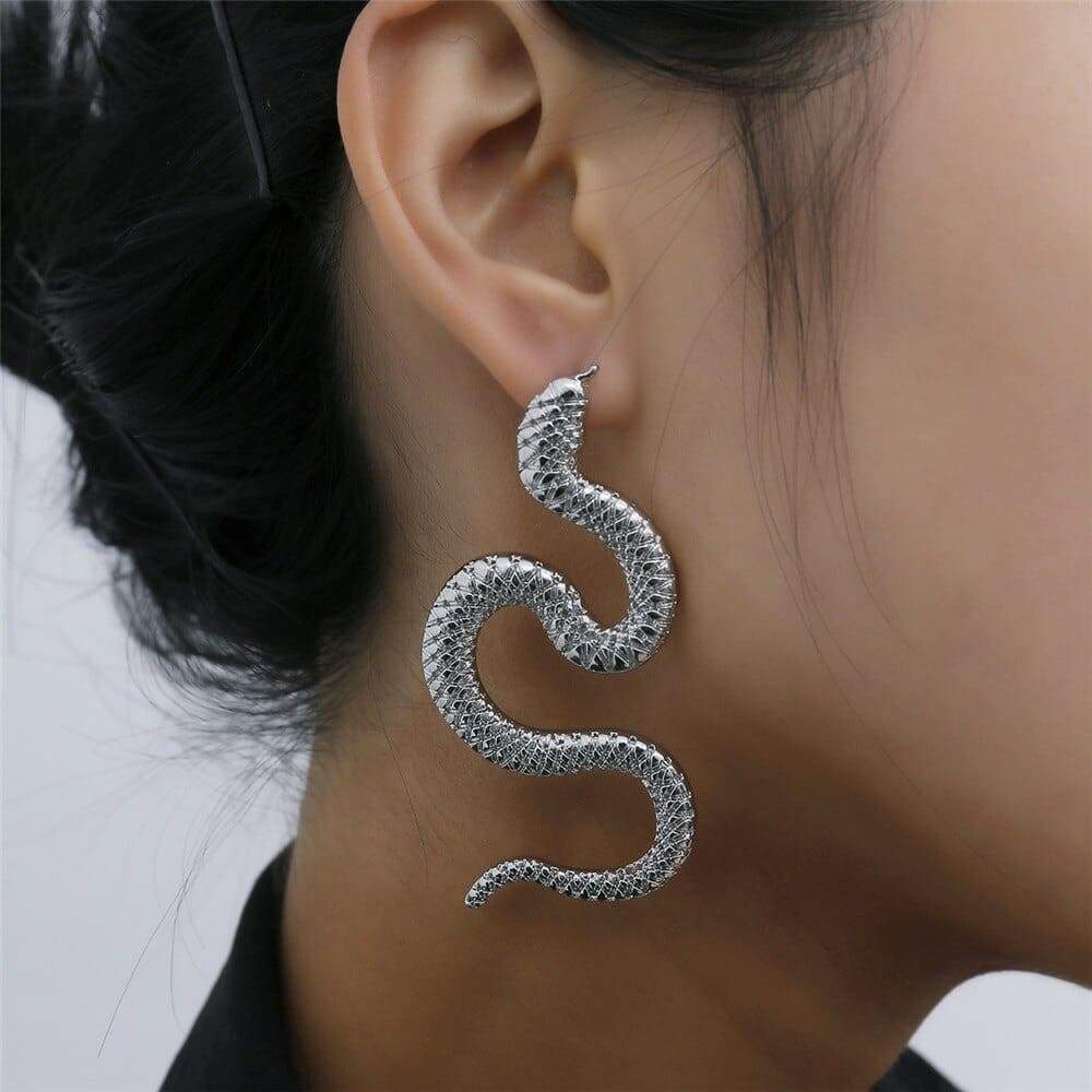 Boucles d'Oreilles gros Serpent Argent
