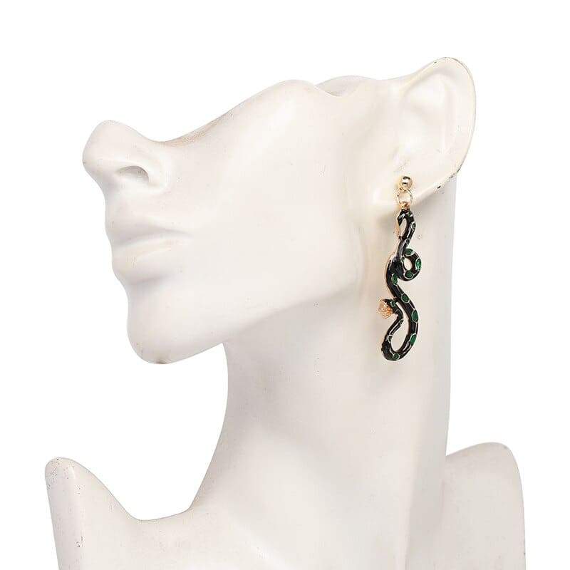 Boucles d'Oreilles Serpent Noir femme