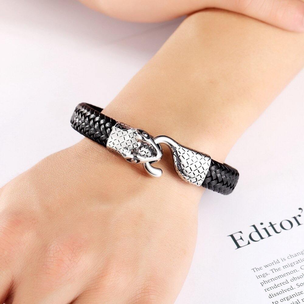 Bracelet Serpent Cuir pour Homme