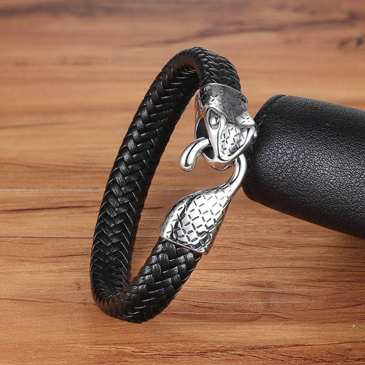 Bracelet Cuir Serpent Homme