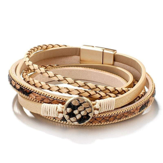 Bracelet Peau de Serpent Cuir Beige
