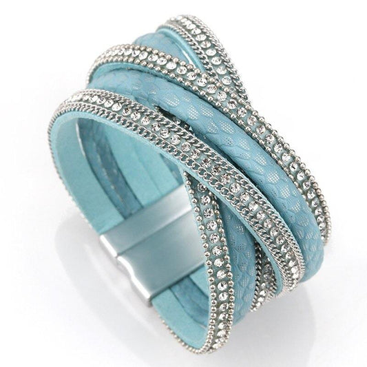 Bracelet Peau de Serpent Femme Cuir Bleu