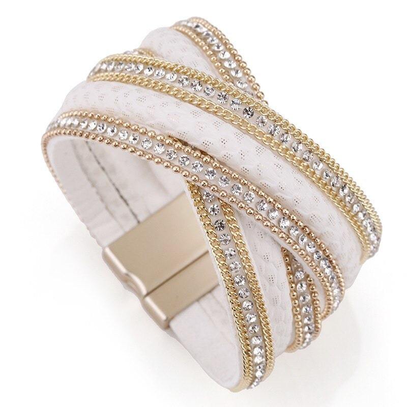 Bracelet Peau de Serpent Femme Cuir Blanc