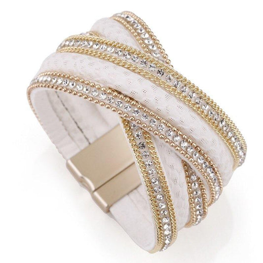Bracelet Peau de Serpent Femme Cuir Blanc