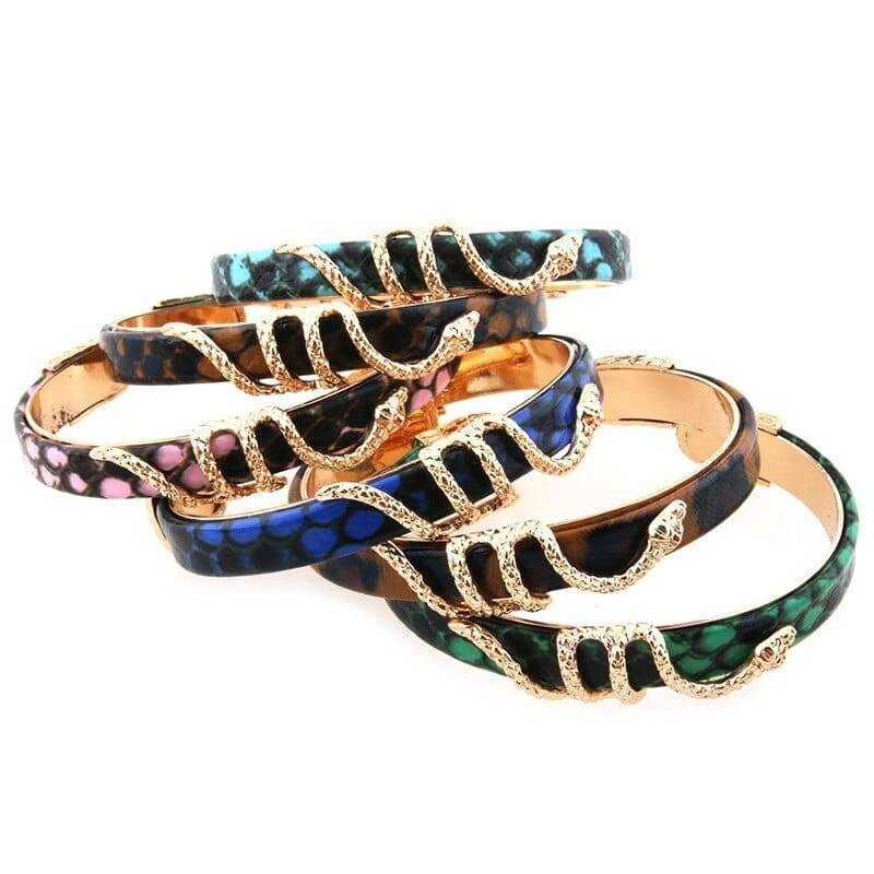 Bracelet Serpent Doré Bleu Cuivre