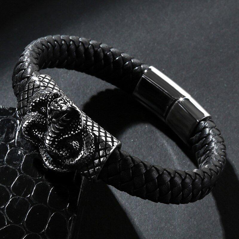 Bracelet Serpent Homme Cuir tressé