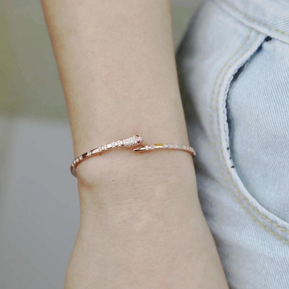 Bracelet Serpent Diamant Or Rose Femme