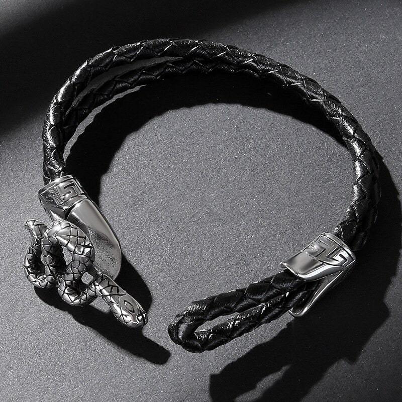 Bracelet Serpent Homme Punk Cuir