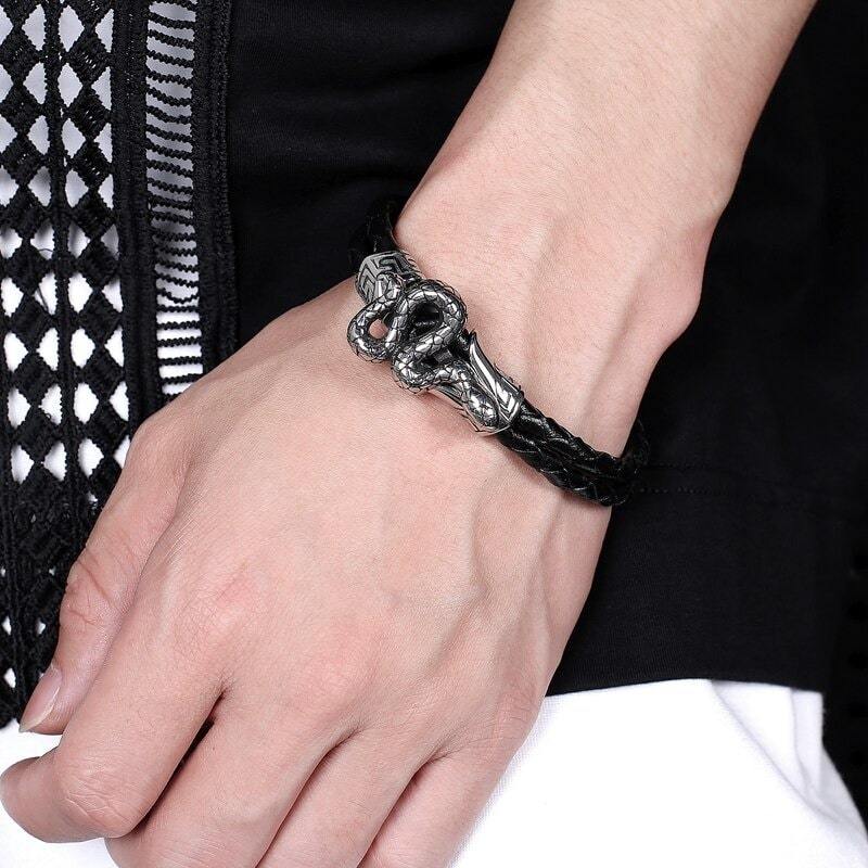 Bracelet Serpent cuir homme