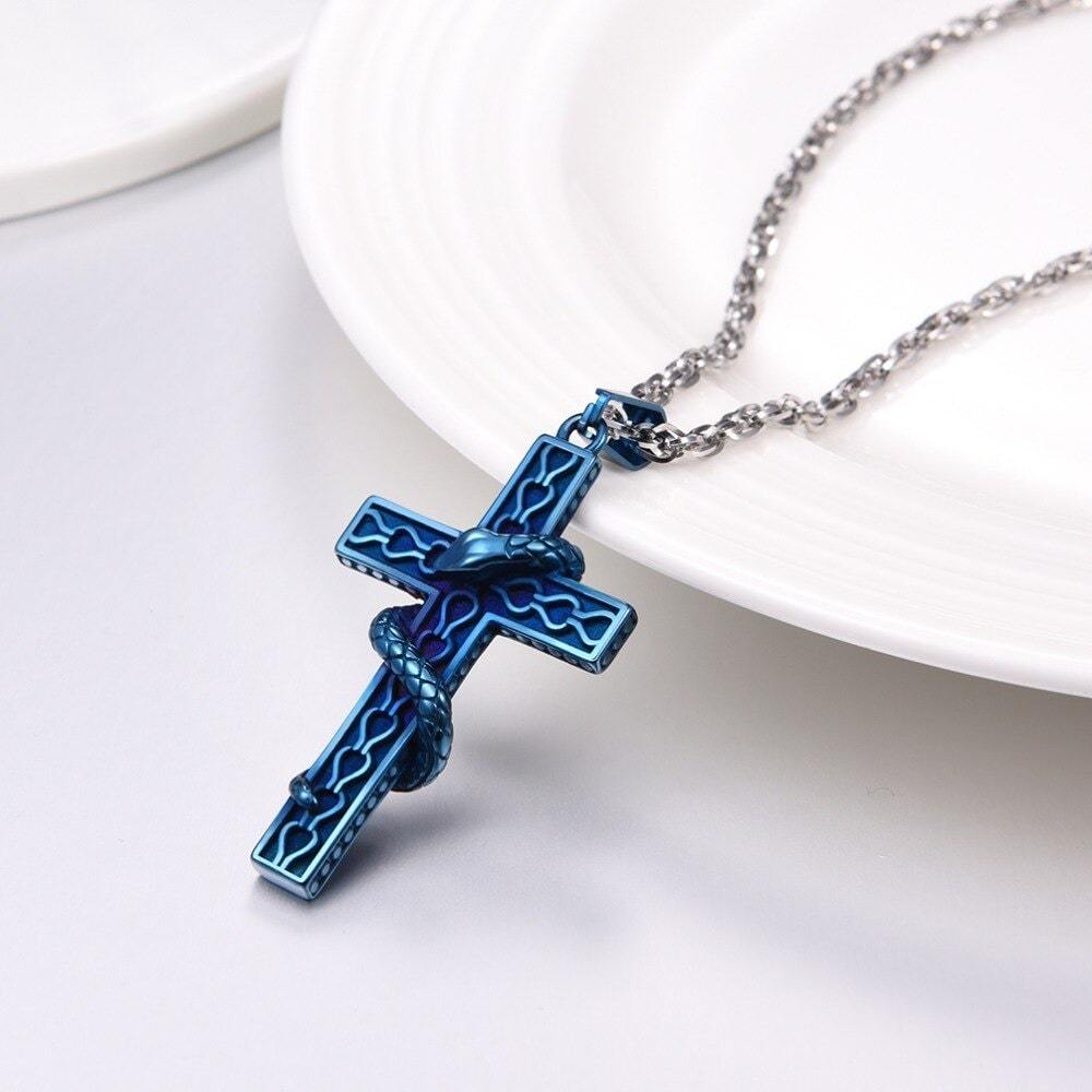 Collier Croix bleu