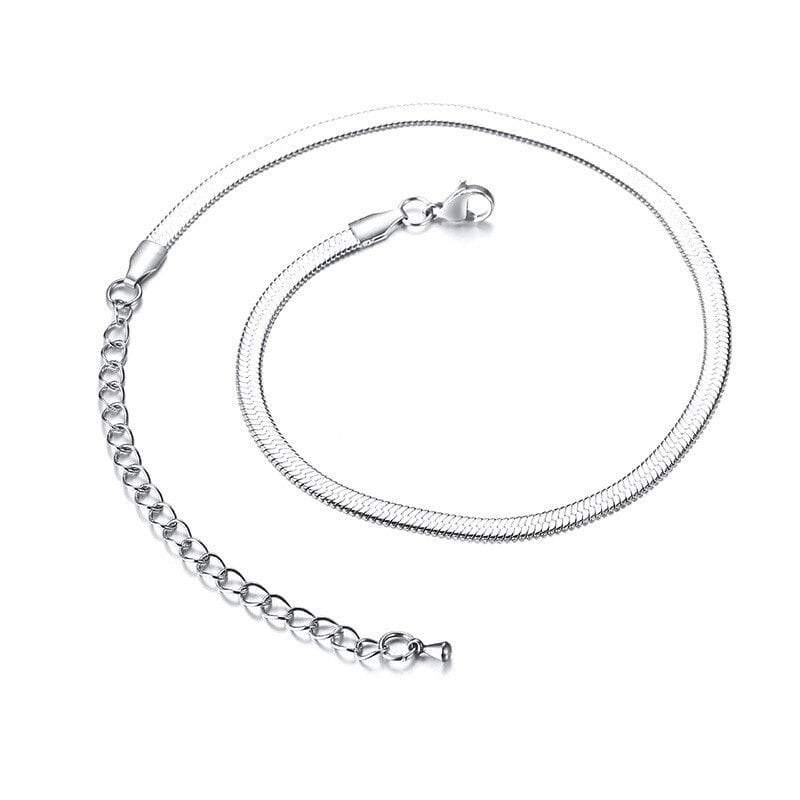 Collier Serpent Maille Plate Argent
