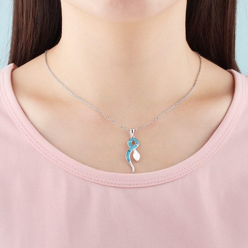 Collier Serpent Bleu femme