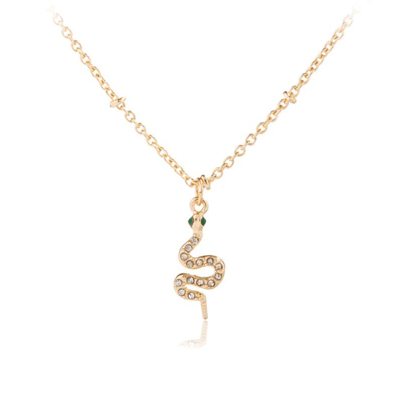 Collier Serpent Doré Diamant Femme