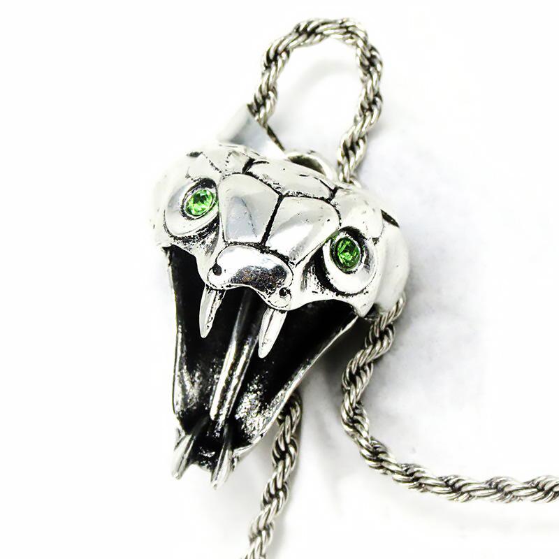 Collier Tête de Serpent Géant Argenté