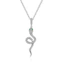 Collier Serpent En Argent 925 Avec Cristal Vert - Bijou Délicat, Cadeau Pour Femme, Longueur 45+5 Cm - 6