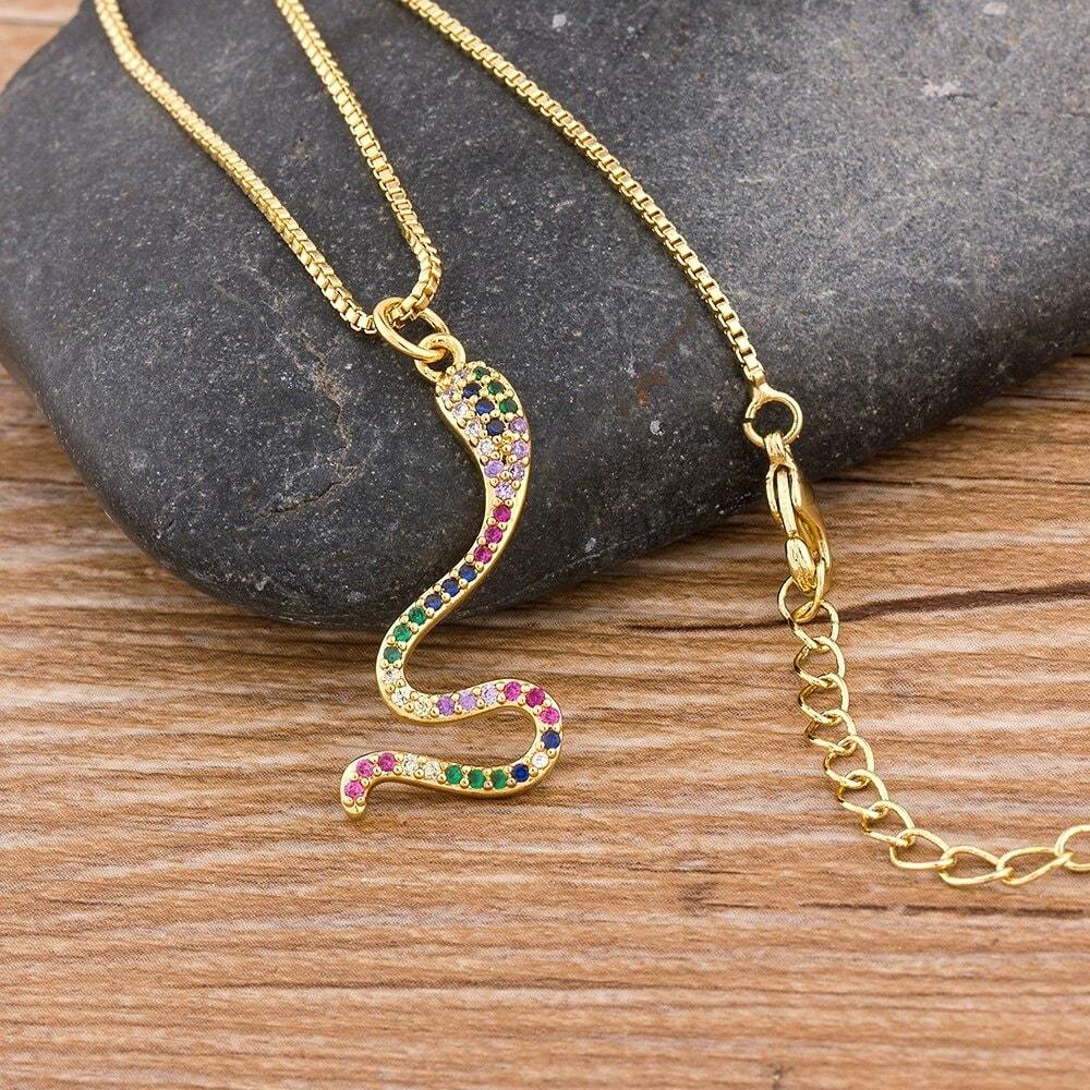 Collier Serpent Or Jaune Diamant Multicolore