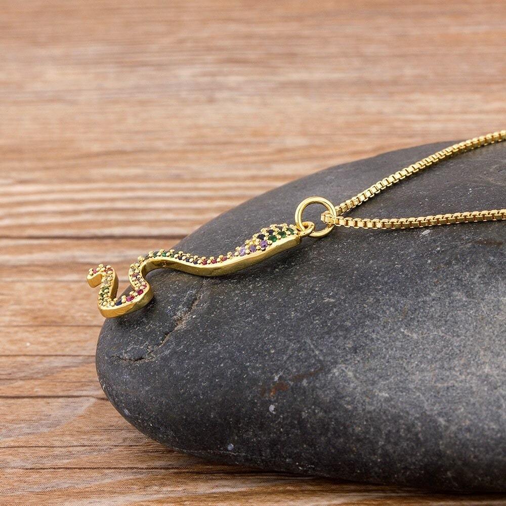 Collier Serpent Or Jaune Diamant Multicolore