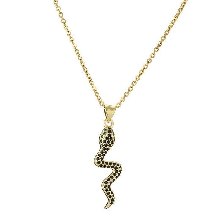 Collier Serpent Zirconium Noir
