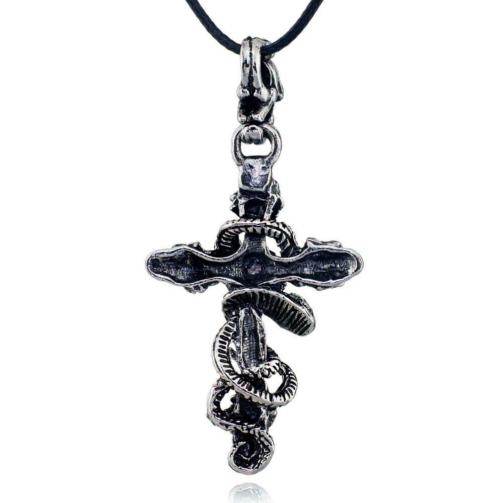 Collier Serpent Croix Tête de Mort