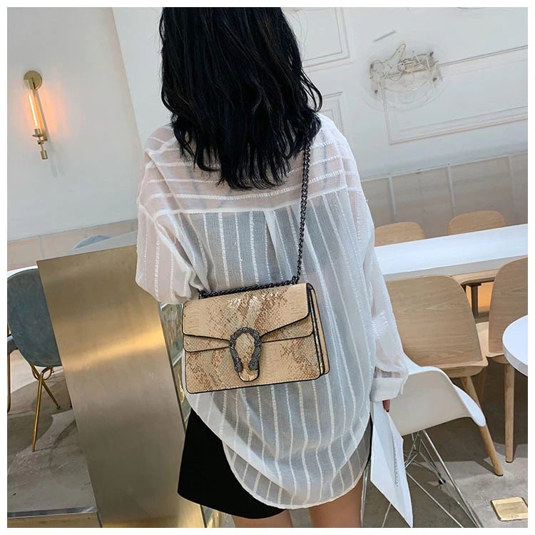 Sac bandoulière Python Doré