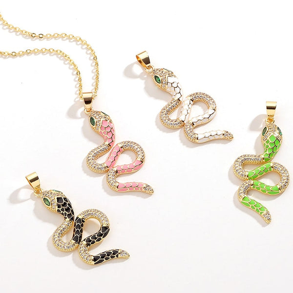 Collier Serpent 2 Pièces - Bijou Rétro Mode - Alliage Argent Et Or - Longueur 50cm - Accessoire Tendance