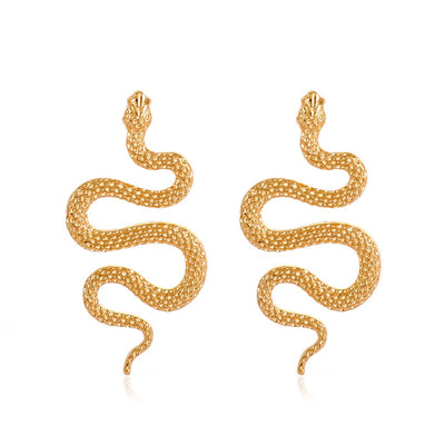 Boucles d'Oreilles Serpent Gothique Taille Grande Doré