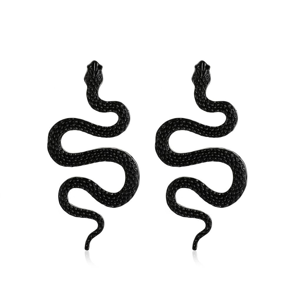 Boucles d'Oreilles Serpent Gothique Taille Grande Noir