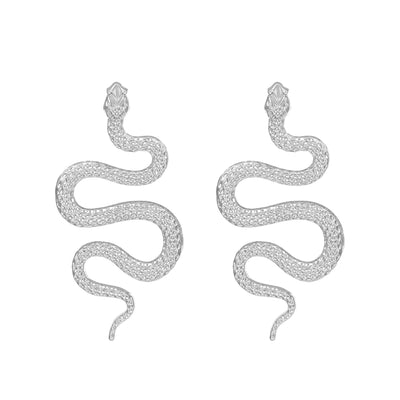 Boucles d'Oreilles Serpent Gothique Taille Grande Argenté