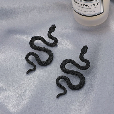 Boucles d'Oreilles Serpent Taille Grande Noir