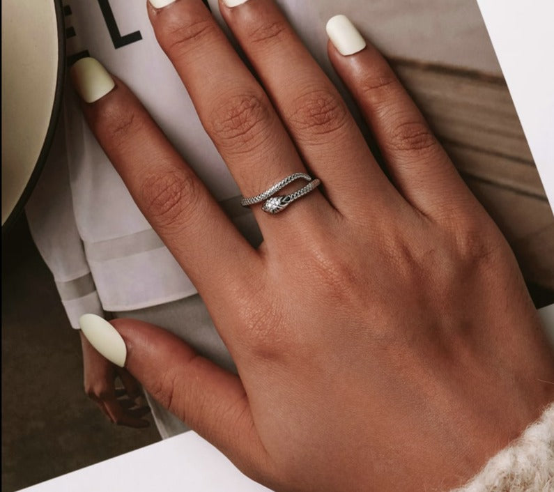 Bague Serpent Fantaisie Ajustable (Argent)