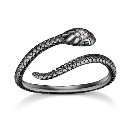 Bague Serpent Fantaisie Ajustable Noire 