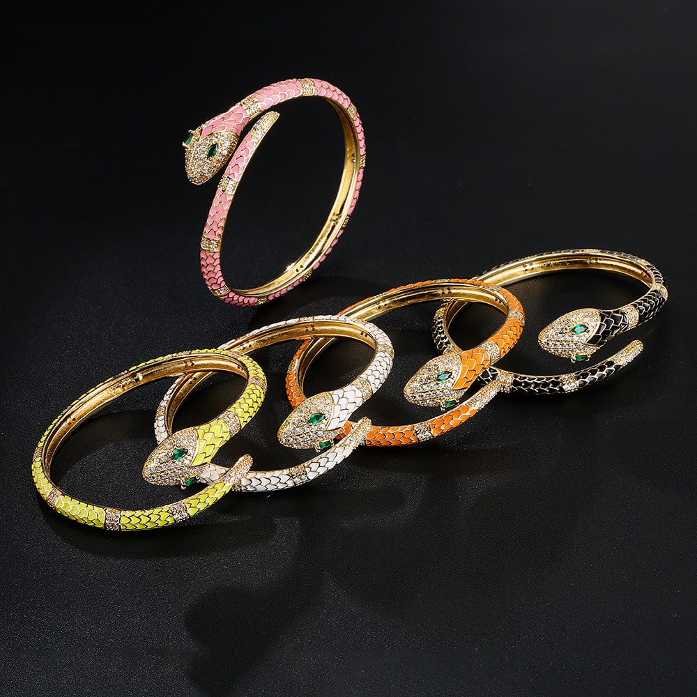 Bracelet Serpent Zirconium Vert