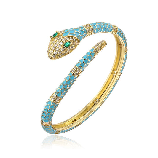 Bracelet Serpent Zirconium Bleu