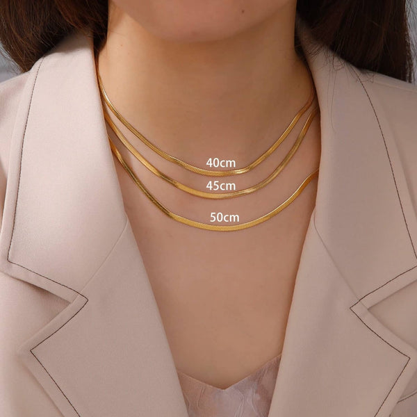 Collier Serpent Doré 4Mm 18K Acier Inoxydable Femme Homme Étanche K407D