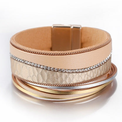 Bracelet Serpent Cuir Fantaisie Beige