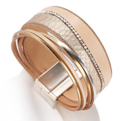 Bracelet Serpent Cuir Beige