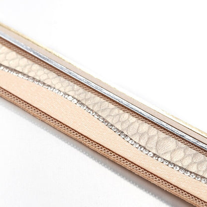 Bracelet Serpent Cuir Fantaisie Beige